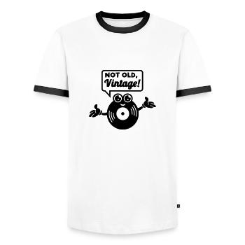 Schallplatte (Vintage) - Männer Kontrast-T-Shirt - Weiß/Schwarz - Vorne - AI Model Female 172 light (172cm) & AI Model Male 178 dark (178cm)