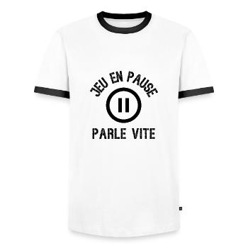jeu en pause - T-shirt contrasté Homme - blanc/noir - Devant - AI Model Female 172 light (172cm) & AI Model Male 178 dark (178cm)
