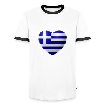 Coeur (Grèce / Ellas) - T-shirt contrasté Homme - blanc/noir - Devant - AI Model Female 172 light (172cm) & AI Model Male 178 dark (178cm)