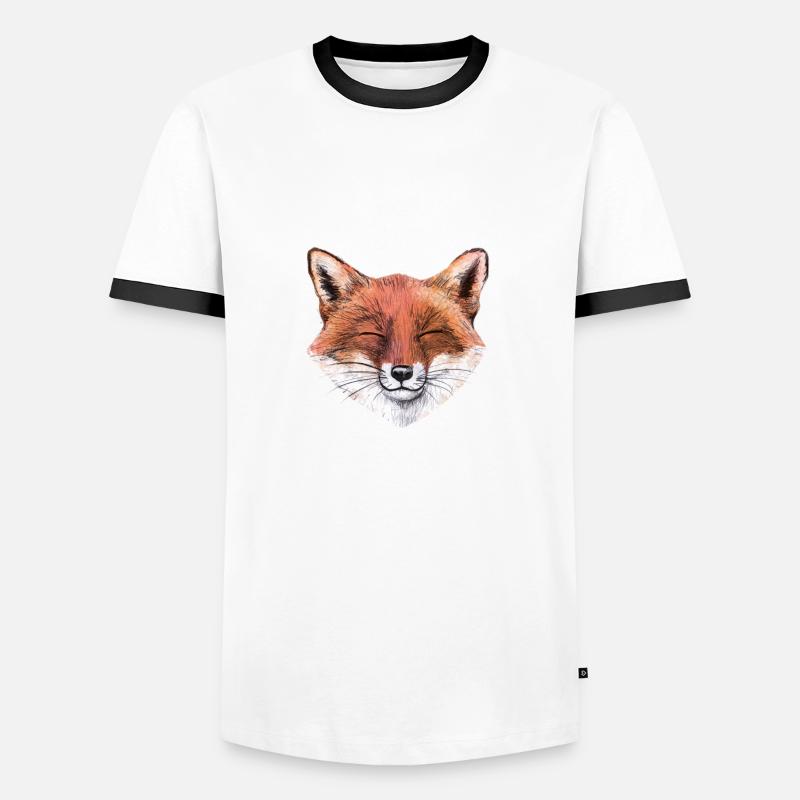 happy fox - Men's Ringer Shirt - white/black