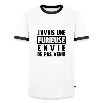 furieuse envie de pas venir - T-shirt contrasté Homme - blanc/noir - Devant - AI Model Female 172 light (172cm) & AI Model Male 178 dark (178cm)