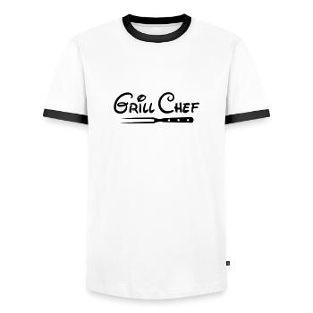Barbecue Barbecue chef de sport Club Grill - T-shirt contrasté Homme - blanc/noir - Devant - AI Model Female 172 light (172cm) & AI Model Male 178 dark (178cm)