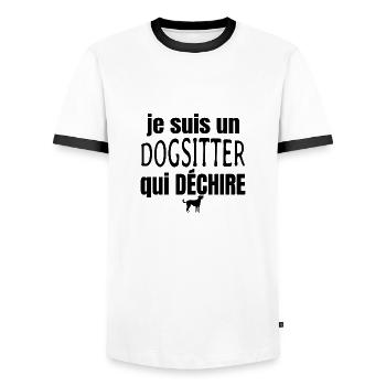 dogsitter qui déchire - T-shirt contrasté Homme - blanc/noir - Devant - AI Model Female 172 light (172cm) & AI Model Male 178 dark (178cm)