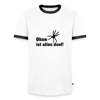 ohne spinnen ist alle doof - Männer Kontrast-T-Shirt - Weiß/Schwarz - Vorne - AI Model Female 172 light (172cm) & AI Model Male 178 dark (178cm)