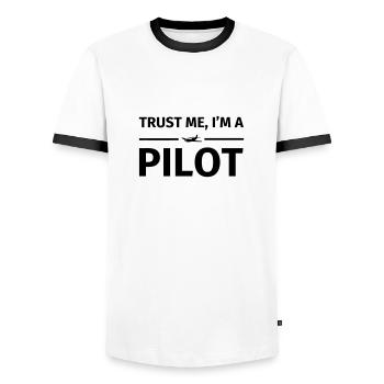 Trust Me I'm a Pilot - Männer Kontrast-T-Shirt - Weiß/Schwarz - Vorne - AI Model Female 172 light (172cm) & AI Model Male 178 dark (178cm)