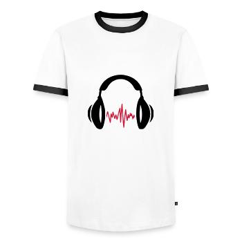 Casque Casque Musique Dj Son Karaoké - T-shirt contrasté Homme - blanc/noir - Devant - AI Model Female 172 light (172cm) & AI Model Male 178 dark (178cm)