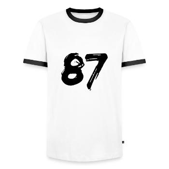 Brushed 87 - Männer Kontrast-T-Shirt - Weiß/Schwarz - Vorne - AI Model Female 172 light (172cm) & AI Model Male 178 dark (178cm)