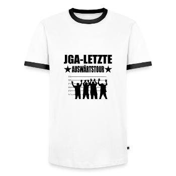 Junggesellenabschied - Männer Kontrast-T-Shirt - Weiß/Schwarz - Vorne - AI Model Female 172 light (172cm) & AI Model Male 178 dark (178cm)