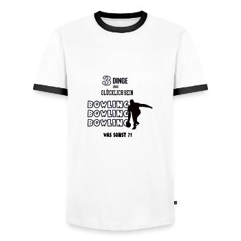 Bowling Hobby Sport Spiel Bowlingspieler Bowlen - Männer Kontrast-T-Shirt - Weiß/Schwarz - Vorne - AI Model Female 172 light (172cm) & AI Model Male 178 dark (178cm)