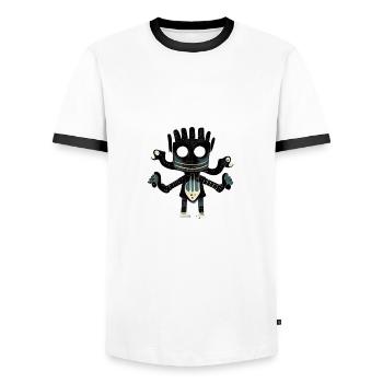 Happy Guitar Monster - T-shirt contrasté Homme - blanc/noir - Devant - AI Model Female 172 light (172cm) & AI Model Male 178 dark (178cm)