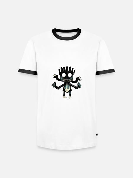 Happy Guitar Monster - Men's Ringer Shirt - white/black