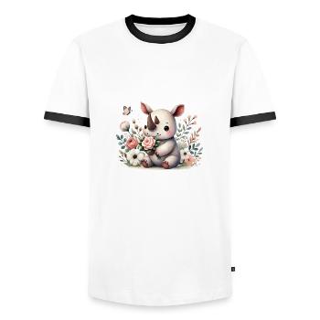 Niedliches Nashorn Nashornbaby - Männer Kontrast-T-Shirt - Weiß/Schwarz - Vorne - AI Model Female 172 light (172cm) & AI Model Male 178 dark (178cm)
