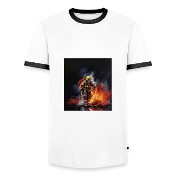 Un design de pompier héroïque pour de vrais héros - T-shirt contrasté Homme - blanc/noir - Devant - AI Model Female 172 light (172cm) & AI Model Male 178 dark (178cm)