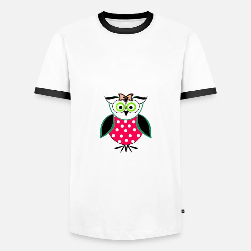 Eule Illustration - Männer Kontrast-T-Shirt - Weiß/Schwarz