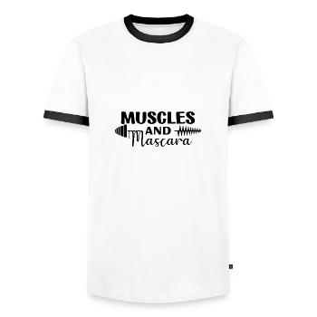 Muscle et mascara - T-shirt contrasté Homme - blanc/noir - Devant - AI Model Female 172 light (172cm) & AI Model Male 178 dark (178cm)