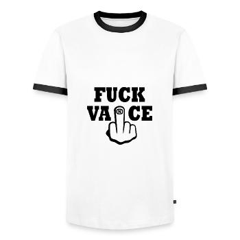 fuck vance - T-shirt contrasté Homme - blanc/noir - Devant - AI Model Female 172 light (172cm) & AI Model Male 178 dark (178cm)