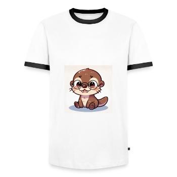 Kleiner Otter mit Brille - Männer Kontrast-T-Shirt - Weiß/Schwarz - Vorne - AI Model Female 172 light (172cm) & AI Model Male 178 dark (178cm)