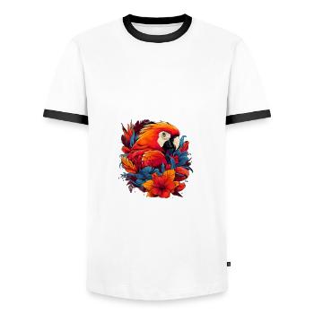 Exotic Parrot - Men's Ringer Shirt - white/black - Front - AI Model Female 172 light (172cm) & AI Model Male 178 dark (178cm)