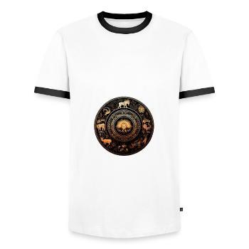 Cosmic - Männer Kontrast-T-Shirt - Weiß/Schwarz - Vorne - AI Model Female 172 light (172cm) & AI Model Male 178 dark (178cm)