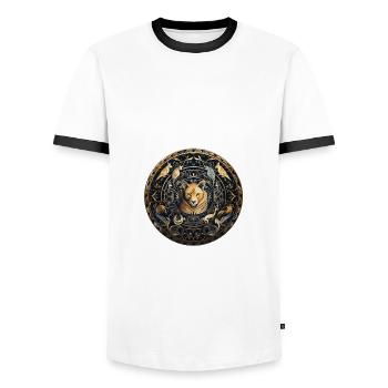 Cosmic Journeys - Men's Ringer Shirt - white/black - Front - AI Model Female 172 light (172cm) & AI Model Male 178 dark (178cm)