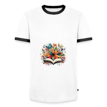 Circle of Beech Flowers - Men's Ringer Shirt - white/black - Front - AI Model Female 172 light (172cm) & AI Model Male 178 dark (178cm)