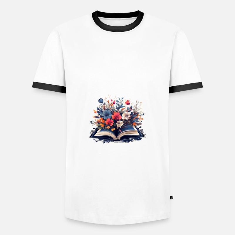 Buch der Blumen - Männer Kontrast-T-Shirt - Weiß/Schwarz