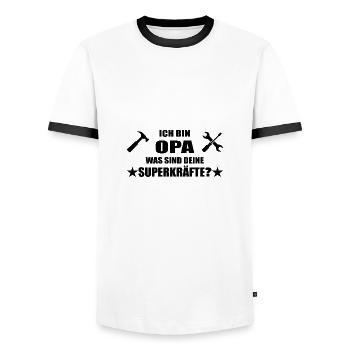 Opa - Männer Kontrast-T-Shirt - Weiß/Schwarz - Vorne - AI Model Female 172 light (172cm) & AI Model Male 178 dark (178cm)