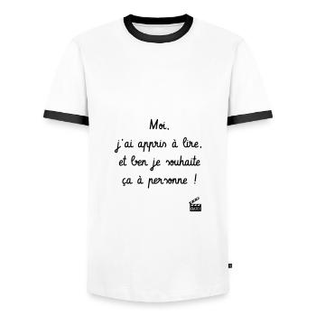 Kaameløtt - Réplique Culte - Citation Léodagan - T-shirt contrasté Homme - blanc/noir - Devant - AI Model Female 172 light (172cm) & AI Model Male 178 dark (178cm)