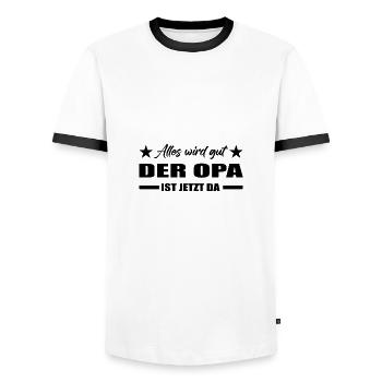Opa - Männer Kontrast-T-Shirt - Weiß/Schwarz - Vorne - AI Model Female 172 light (172cm) & AI Model Male 178 dark (178cm)