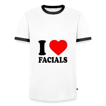 I love facials - T-shirt contrasté Homme - blanc/noir - Devant - AI Model Female 172 light (172cm) & AI Model Male 178 dark (178cm)