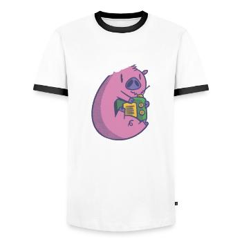Pig Pig PigLet Sow Pigs Gift - Men's Ringer Shirt - white/black - Front - AI Model Female 172 light (172cm) & AI Model Male 178 dark (178cm)