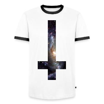 Kreuz - Männer Kontrast-T-Shirt - Weiß/Schwarz - Vorne - AI Model Female 172 light (172cm) & AI Model Male 178 dark (178cm)
