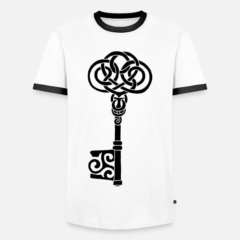 Black Celtic Key - Men's Ringer Shirt - white/black