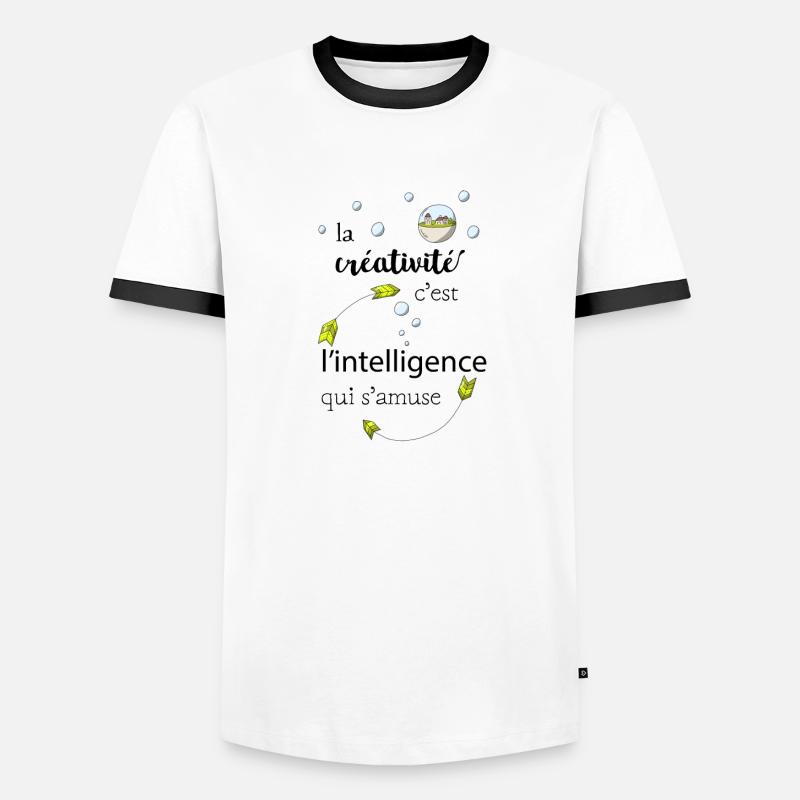 La créativité c'est l'intelligence qui s'amuse - T-shirt contrasté Homme - blanc/noir