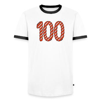 100. 100 ANS. 100e ANNIVERSAIRE. ANNIVERSAIRE 100 - T-shirt contrasté Homme - blanc/noir - Devant - AI Model Female 172 light (172cm) & AI Model Male 178 dark (178cm)
