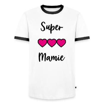 MAMIE. MAMAN. GRAND-MERE. FÊTE DES MÈRES - T-shirt contrasté Homme - blanc/noir - Devant - AI Model Female 172 light (172cm) & AI Model Male 178 dark (178cm)