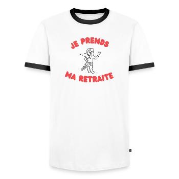 Cupidon Démissionne - T-shirt contrasté Homme - blanc/noir - Devant - AI Model Female 172 light (172cm) & AI Model Male 178 dark (178cm)