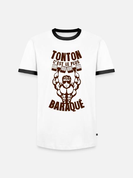 tonton baraque muscle bodybuilder halter - T-shirt contrasté Homme - blanc/noir