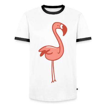 Cute flamingo bird - Men's Ringer Shirt - white/black - Front - AI Model Female 172 light (172cm) & AI Model Male 178 dark (178cm)