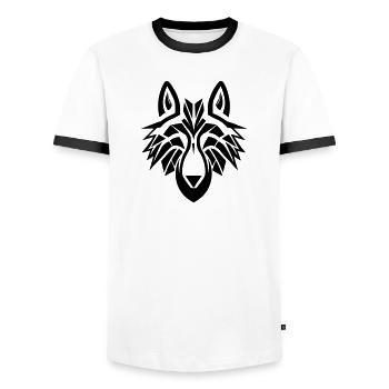 Loup - T-shirt contrasté Homme - blanc/noir - Devant - AI Model Female 172 light (172cm) & AI Model Male 178 dark (178cm)