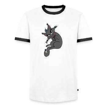 Cute cat lady chills - Men's Ringer Shirt - white/black - Front - AI Model Female 172 light (172cm) & AI Model Male 178 dark (178cm)