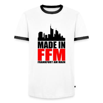 Made in Frankfurt - Männer Kontrast-T-Shirt - Weiß/Schwarz - Vorne - AI Model Female 172 light (172cm) & AI Model Male 178 dark (178cm)