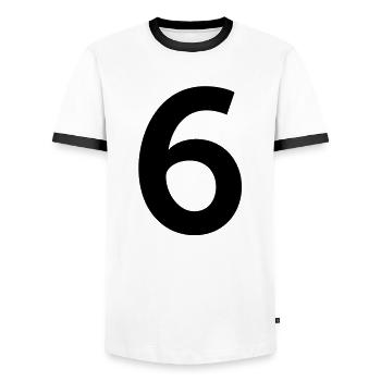 Sport Zahl 6 Sechs - Männer Kontrast-T-Shirt - Weiß/Schwarz - Vorne - AI Model Female 172 light (172cm) & AI Model Male 178 dark (178cm)