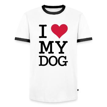 I Love My Dog - T-shirt contrasté Homme - blanc/noir - Devant - AI Model Female 172 light (172cm) & AI Model Male 178 dark (178cm)