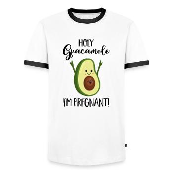 Holy Guacamole I'm pregnant - Schwangerschaft-Baby - Männer Kontrast-T-Shirt - Weiß/Schwarz - Vorne - AI Model Female 172 light (172cm) & AI Model Male 178 dark (178cm)
