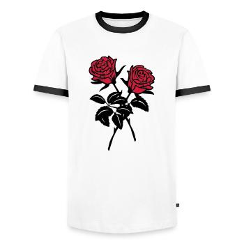 Rosen - Männer Kontrast-T-Shirt - Weiß/Schwarz - Vorne - AI Model Female 172 light (172cm) & AI Model Male 178 dark (178cm)