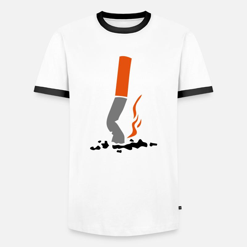 zerschmetterte Zigarette - Männer Kontrast-T-Shirt - Weiß/Schwarz