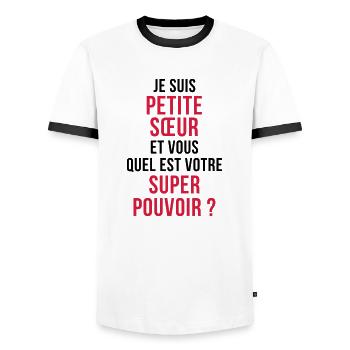 Sister Friend Schwester Soeur Sœur Baby Birth - Men's Ringer Shirt - white/black - Front - AI Model Female 172 light (172cm) & AI Model Male 178 dark (178cm)