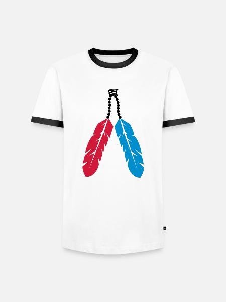 federn_002 - Männer Kontrast-T-Shirt - Weiß/Schwarz