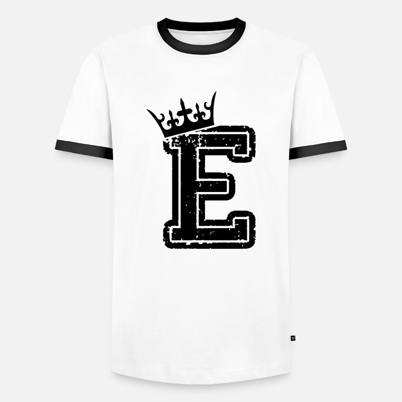 buchstabe_e_king - Men's Ringer Shirt - white/black
